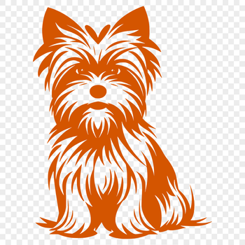 A full-body illustration of a sitting Yorkshire terrier dog.