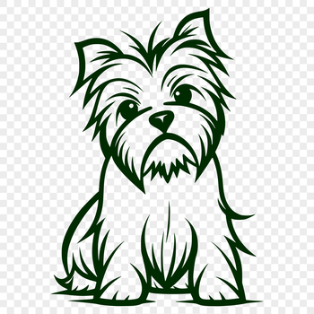 A sitting Yorkshire Terrier dog in full body view, suitable as vector art for various designs.