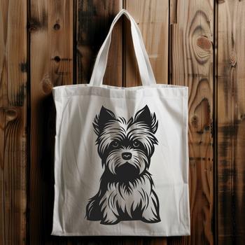 A sitting Yorkshire terrier depicted in vector format for use as clip art.