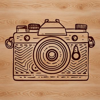 A high-quality digital camera with a lens and viewfinder, suitable for photography and vector art design.