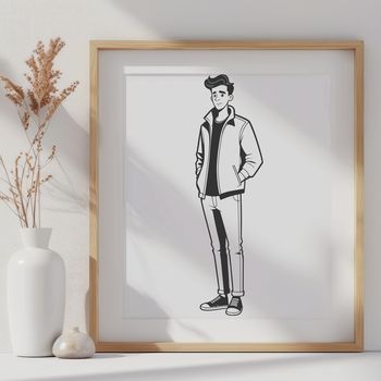 A male figure in a generic pose, created as vector art.