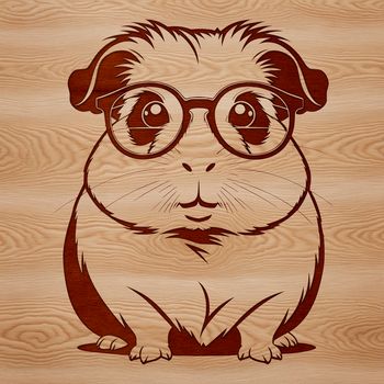 A cartoon guinea pig wearing glasses and spectacles, suitable as clip art for various designs.