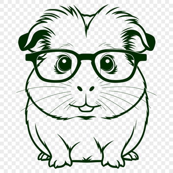 A cartoon guinea pig with glasses on its head, suitable for pet owners or illustrators creating vector designs.