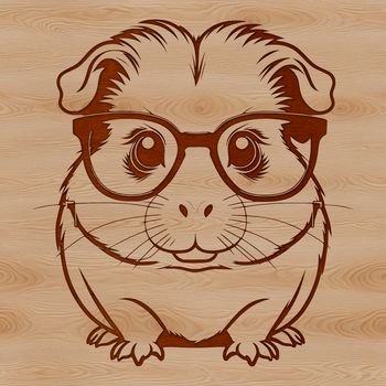 SVG illustration of a guinea pig wearing glasses, suitable for vector design projects.