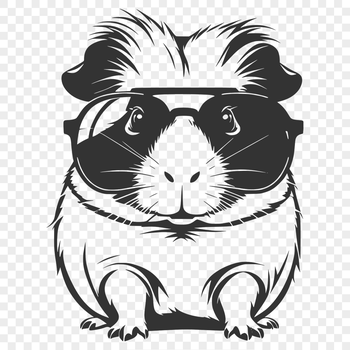 A cartoon Guinea Pig wearing trendy sunglasses on its face.