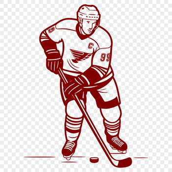 A stylized illustration of a hockey player in mid-action, created as a vector graphic.