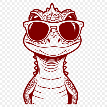 A stylized illustration of a lizard wearing sunglasses, depicted in vector format.