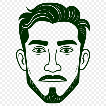 A graphic representation of an adult human male in digital SVG design.