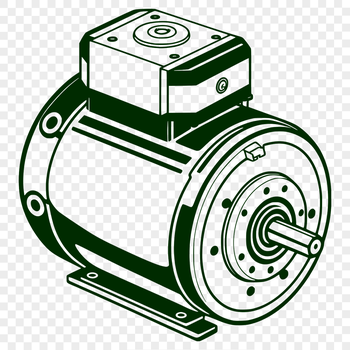 Illustrated electric motor design with detailed components, suitable for vector graphics and digital cutting.