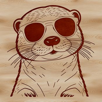 An otter wearing sunglasses, depicted in a simple vector design.