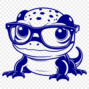 An amphibian salamander character wearing glasses in a simple vector illustration.