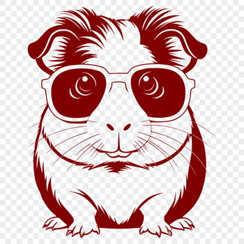 Cute guinea pig wearing sunglasses in a simple vector design.