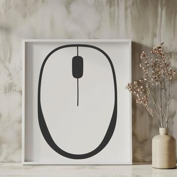 A computer with a mouse connected, designed in vector art.