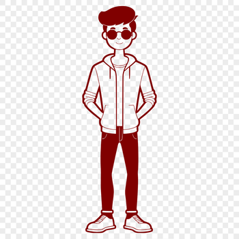A minimalist illustration of a male figure in vector format.