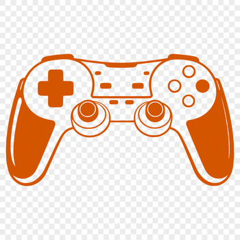 A detailed digital illustration of a standard game controller with buttons and joysticks.