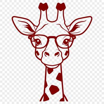 Giraffe animal wearing glasses in a colorful vector design.