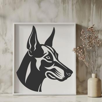 Illustrative vector design of a Doberman Pinscher's head, suitable for digital crafting and artistic projects.