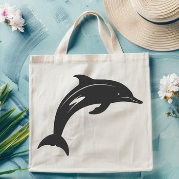 A detailed illustration of a dolphin in full body pose, suitable for vector art and cutting machine projects.