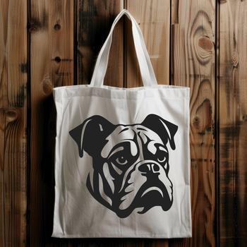 A digital illustration of a Bulldog's head in a vector format.