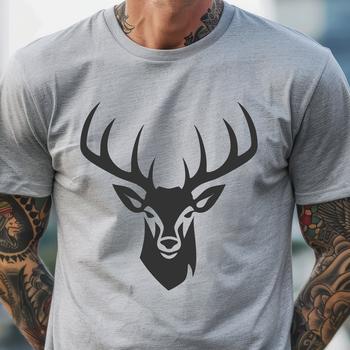 A detailed SVG illustration of a deer's head, suitable for cutting machine designs and vector art projects.