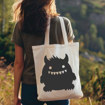 A cartoon monster character with rounded features and colorful design.