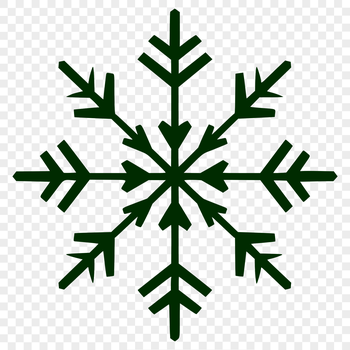 A delicate, intricate snowflake design made from precise lines and shapes, suitable for vector graphics and digital art.