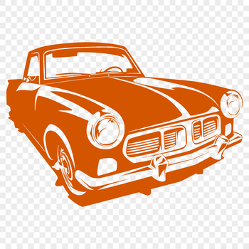 A 2D representation of a vehicle with detailed design elements.