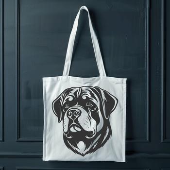 An SVG vector graphic design featuring a loyal Rottweiler breed dog profile.