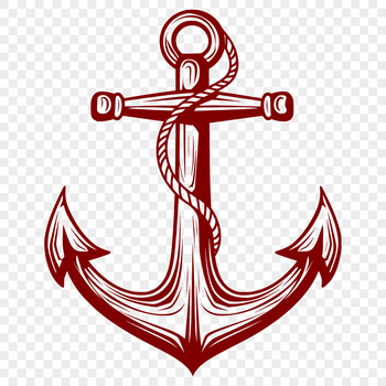 A detailed illustration of an anchor, suitable for vector designs and nautical-themed projects.