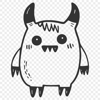 A colorful illustration of a cute monster character with a friendly expression.