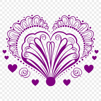 A stylized seashell design with love hearts, perfect for seaside-themed projects.