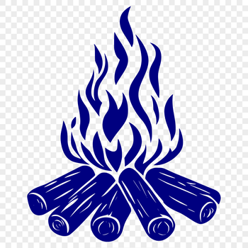 A close-up view of a camp fire with flames rising from the center.