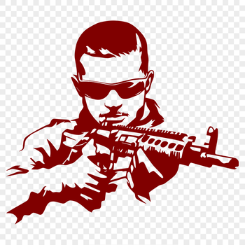 A detailed vector illustration of a modern assault-style rifle.