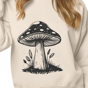 A digital illustration of a mushroom with detailed texture and shape.
