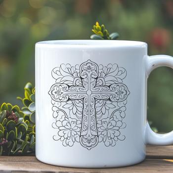 An intricately designed crucifix vector art illustration for various uses.