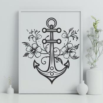 Floral Anchor In PDF & PNG