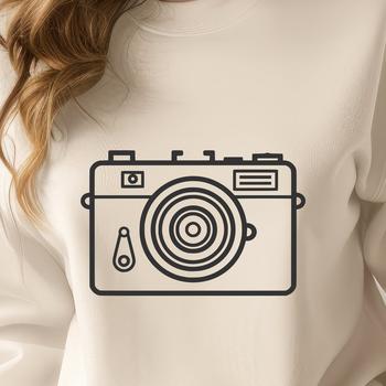 SVG illustration of a digital camera with lens and viewfinder