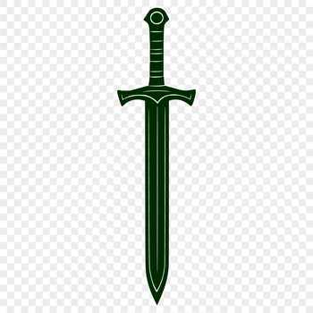 A detailed illustration of a medieval-style sword with intricate details.