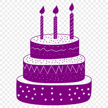 A vector illustration of a birthday cake with candles on top, suitable for digital cutting machines and craft projects.
