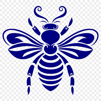 A detailed illustration of a bee's full body, featuring intricate details and lines suitable for vector art and design.