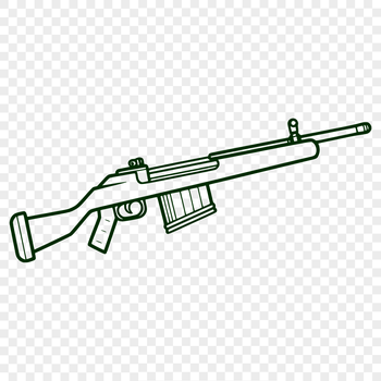 A detailed illustration of a rifle, suitable for use in graphic design projects requiring vector art.