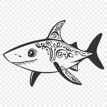 An underwater illustration of a shark in vector format.