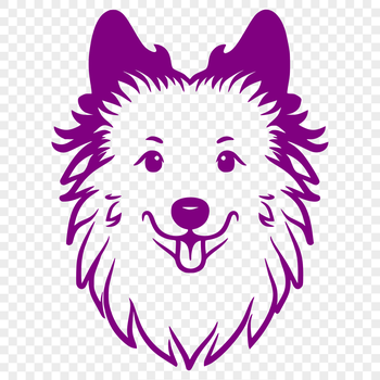 A simple line drawing of a Shetland Sheepdog's head.