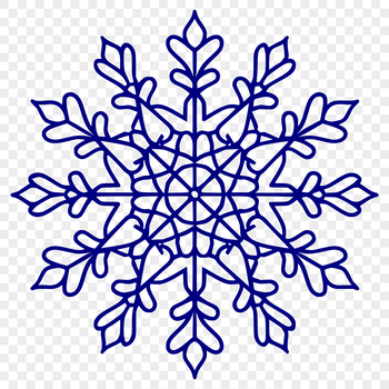 A delicate snowflake with intricate patterns and details, suitable for winter designs and Christmas projects.
