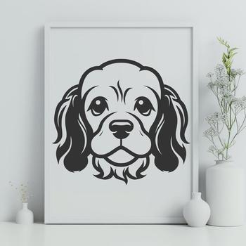 A close-up illustration of a Cocker Spaniel's head, ideal for pet owners and animal lovers.