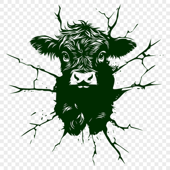 A Highland cow standing in a green meadow, with a distinctive shaggy coat and prominent horns.