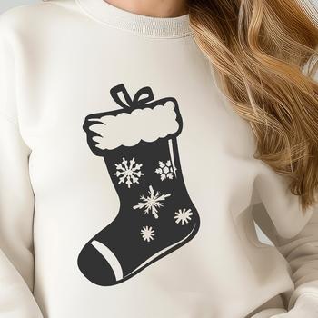 A Christmas stocking design made from vector shapes, suitable for digital crafting or cutting machine projects.