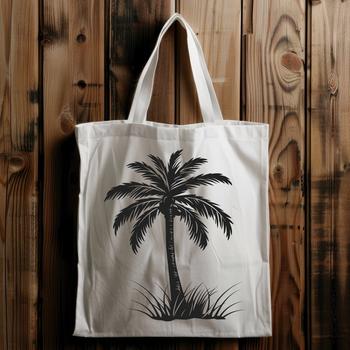 Close-up illustration of a mature palm tree with large leaves.