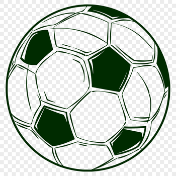 A detailed illustration of a football ball with panels and seams.
