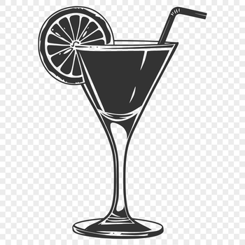 A stylized graphic illustration of a cocktail in a glass, suitable for vector design and cutting machine applications.